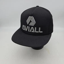 Vintage Aviall Boeing Snapback Hat Trucker Cap Black Aviation Airplane Jets OSFA
