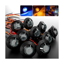 BJZ 3/4" Round Trailer Marker LED Lights Amber to Blue Dual Col... Fast USA SHIP