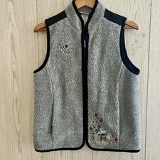 The Disney Store Vest Womens Sz M Gray Fleece Black Quilted Mickey Mouse