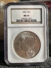 1922 Peace Dollar, NGC MS 64 Gem Uncirculated Silver Old Holder Blast White!