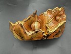 Autumn Leaf Candy Dish Enesco Japan Gold Trim Leaves & Acorns 1950-60s — photo 2