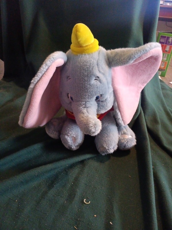 Disney Store  dumbo Gray Elephant 12" Plush with Pink Ears and Yellow Hat