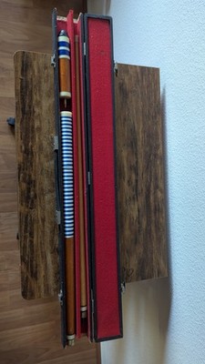 Vintage 3-Piece Pool Cue Stick w/ Case   Blue Wrap   Billiards Display