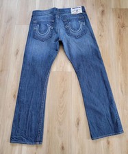 True Religon Jeans Mens 38x32 Blue Denim USA Distressed Y2k World Tour Rock