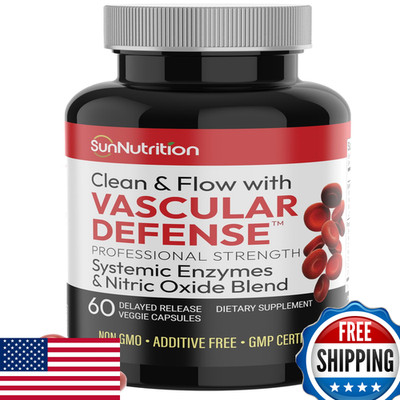 Sunnutrition Vascular Defense Nitric Oxide Support Systemic Enzyme Blend