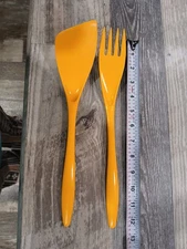 MCM Rosti Mepal Melamine Spatula Fork Utensils Denmark Hutzler Yellow Vintage