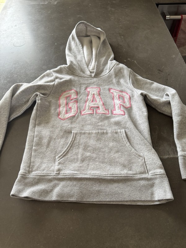 Girls Kids Gap Gray, Pink & White Hoodie Size M