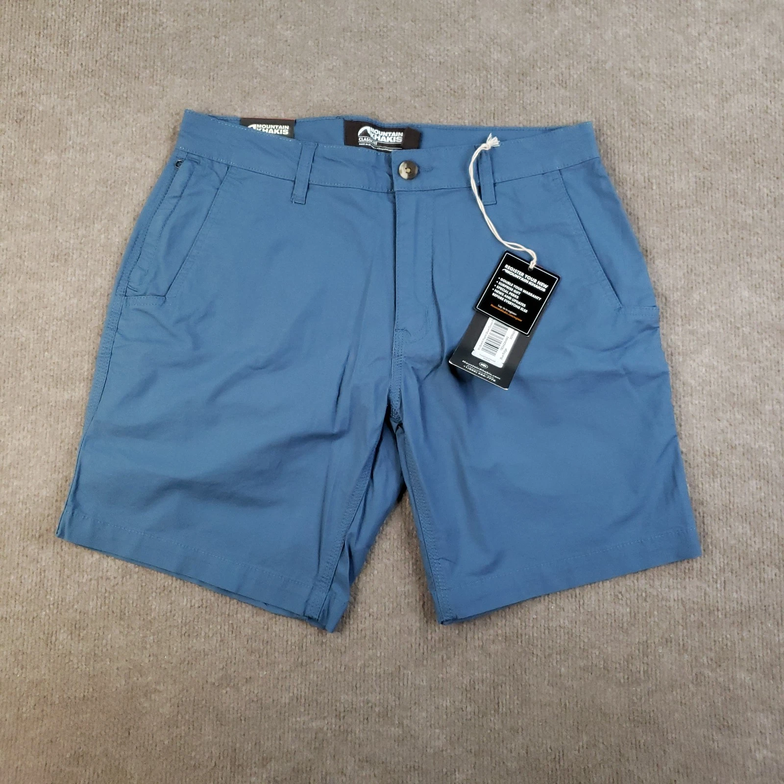 Mountain Khakis Shorts Mens Size 30 Blue Stretch Poplin Classic Fit 8" Inseam