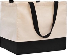 Heavy Duty Canvas Reusable Grocery Bags - 8.3 Gal Foldable Large Tote with