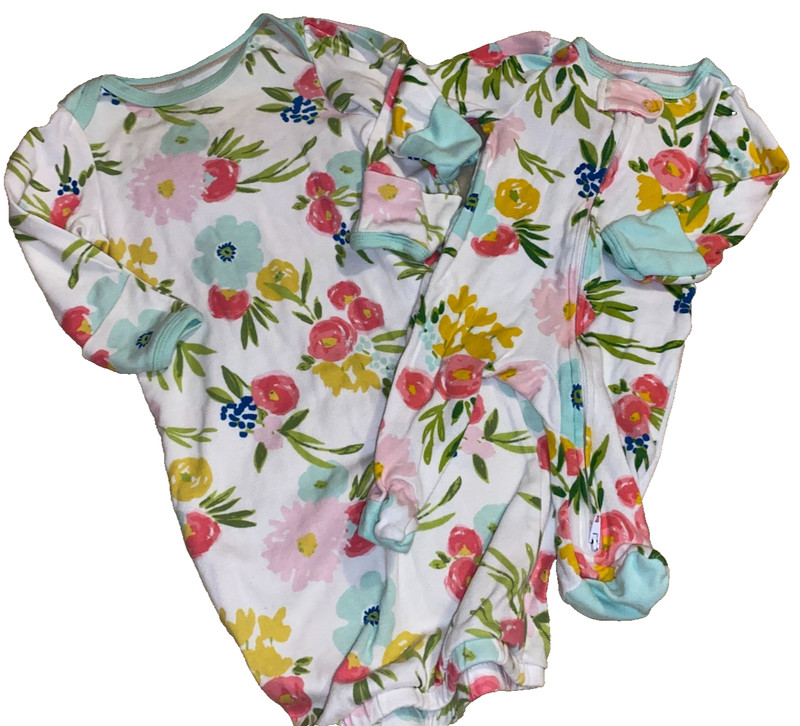 JC+1G Newborn CLOUD ISLAND Floral Fields Jersey Knit Infant Gown & Sleeper Set