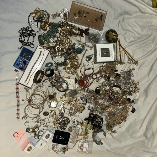 Massive Lot of Costume Jewelry Gold Plate Filled Vintage Modern Wearable Lbs