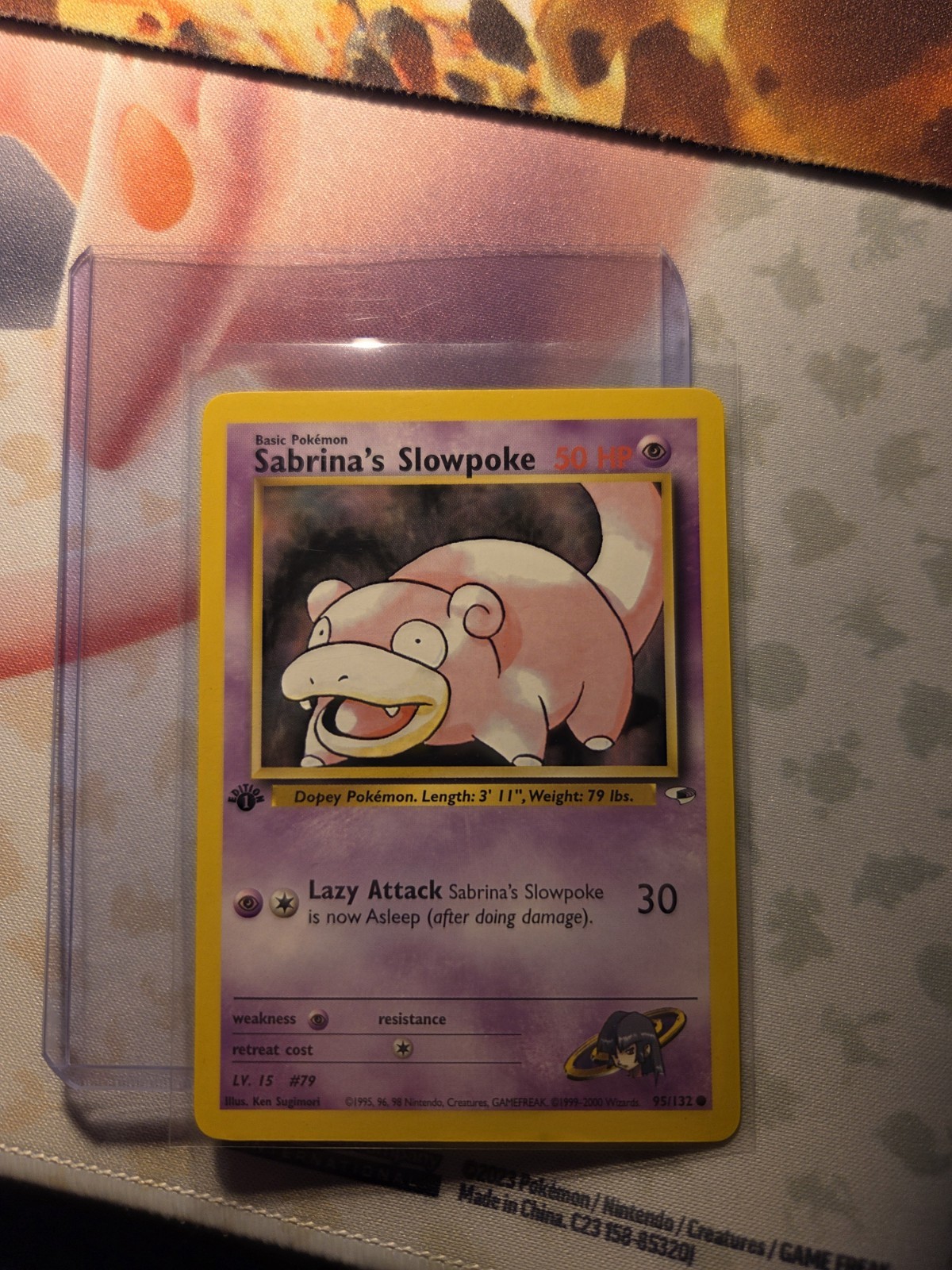 1st Edition Sabrina's Slowpoke 95/132 Gym Heroes Pokemon Card NM/Mint WOW LOOK