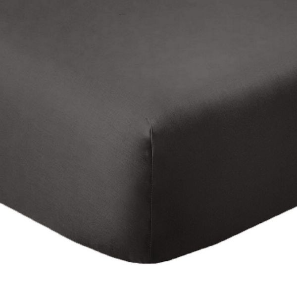 Drap housse 180x200 en coton supérieur 57 fils gris foncé, l'élégance de la literie durable