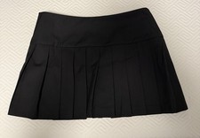 English Factory Black Satin Pleated Mini Skirt XS