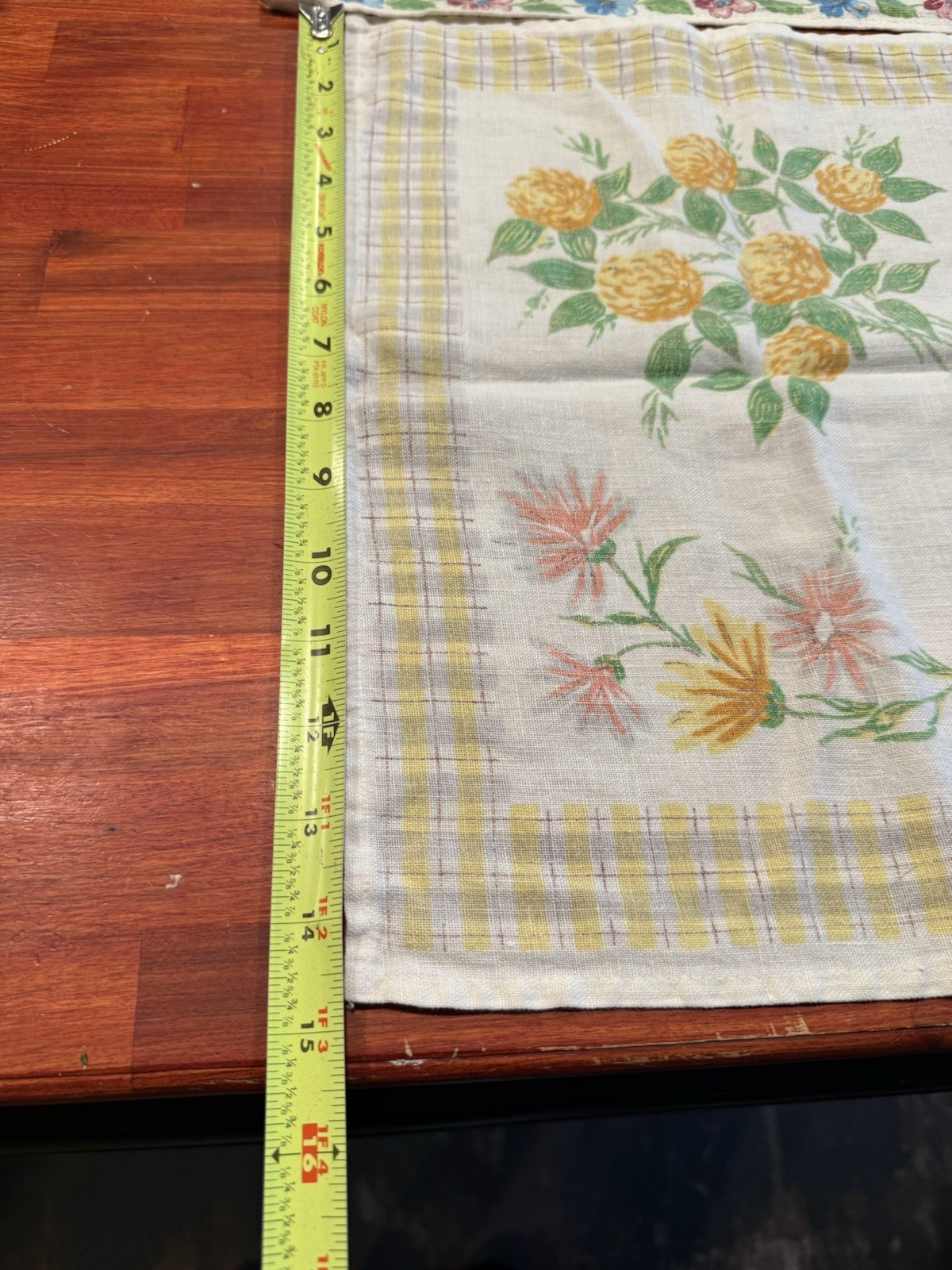 Set of Two Dresser Scarves or Table Runners Vintage Retro Flower Design Fabric 