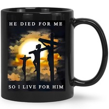 HilihoHaven Christian Inspirational Mug He Died for Me 10 cm x 9.6 cm, Black