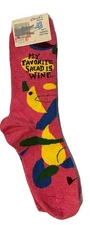 BlueQ Socks “My Favorite Salad Is Wine” Size 5-10 Women’s Funny Crew Pink