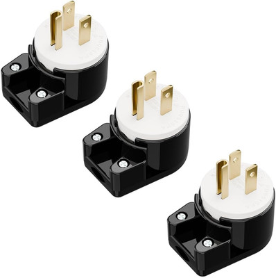 Right Angle Nema 5-15P 15A 125V AC Plug, ETL Easy Assembly 90 Degree USA Canada