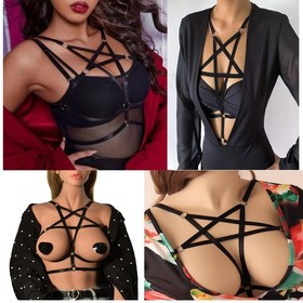 Women's Strappy Cage Bra - Sexy Cupless Bralette, Adjustable 0 Short, Black 