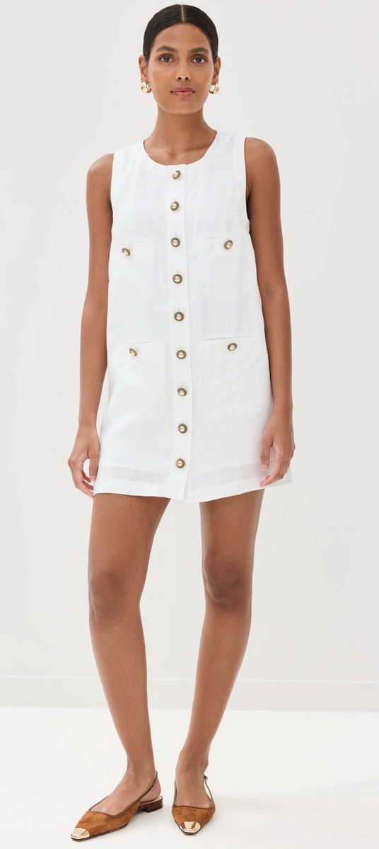 Reformation Tropez Linen Dress White 12 Reformation Tropez Linen Dress White 12