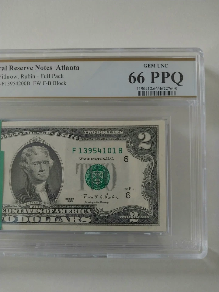 ($2) TWO DOLLAR  NOTE  PPQ 66 GEM SEQUENTIAL 1995 100  CONSECUTIVE ORDER - Image 3 of 4