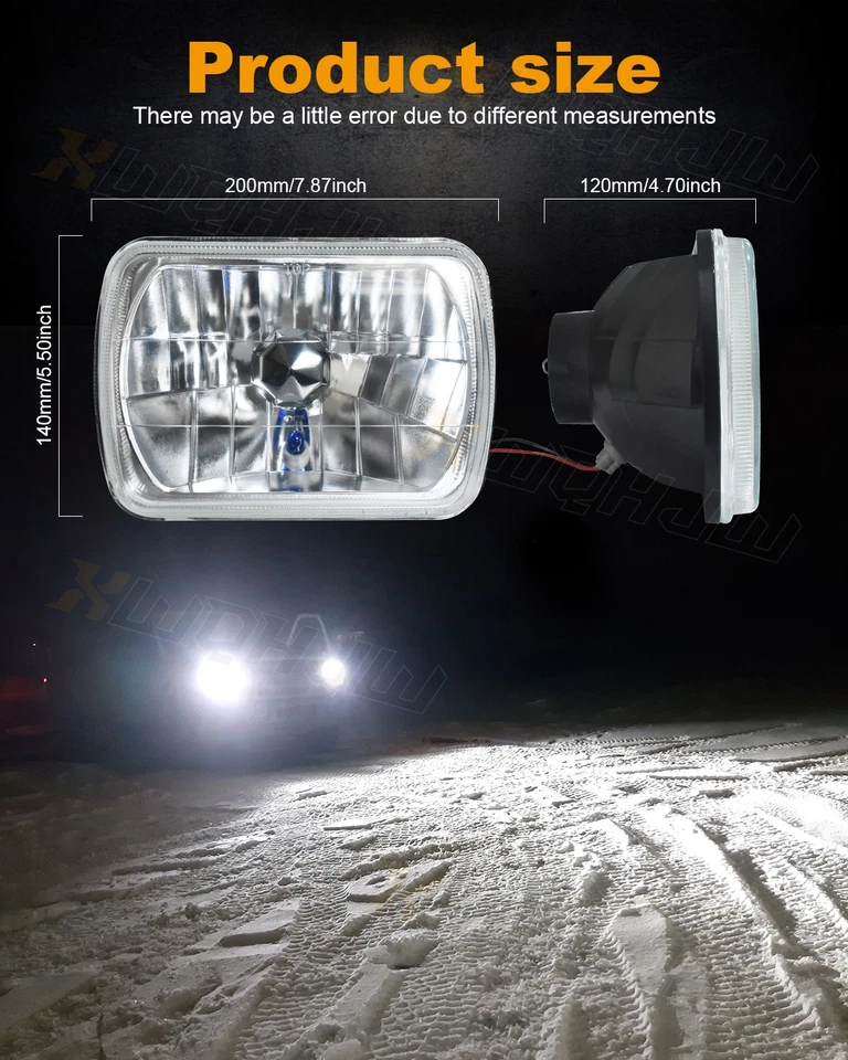 Faros de repuesto cromados de 7"X6" H6052 de corte transparente con par de bombillas H4 Foto 2 de 4