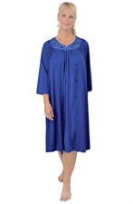 Shadowline Nightgown and Matching Robe Peignoir Set Navy Blue Silky Nylon NWT