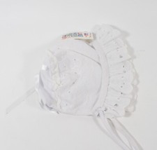 NEW Baby Small Steps White Embroidered Eyelet Christening Bonnet Sz 14