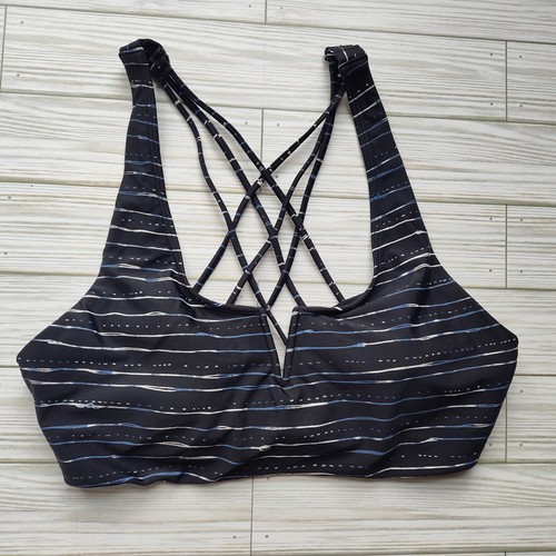 Title Nine Aria Underwire Bikini Top Size 36D Swimsuit Black White Blue