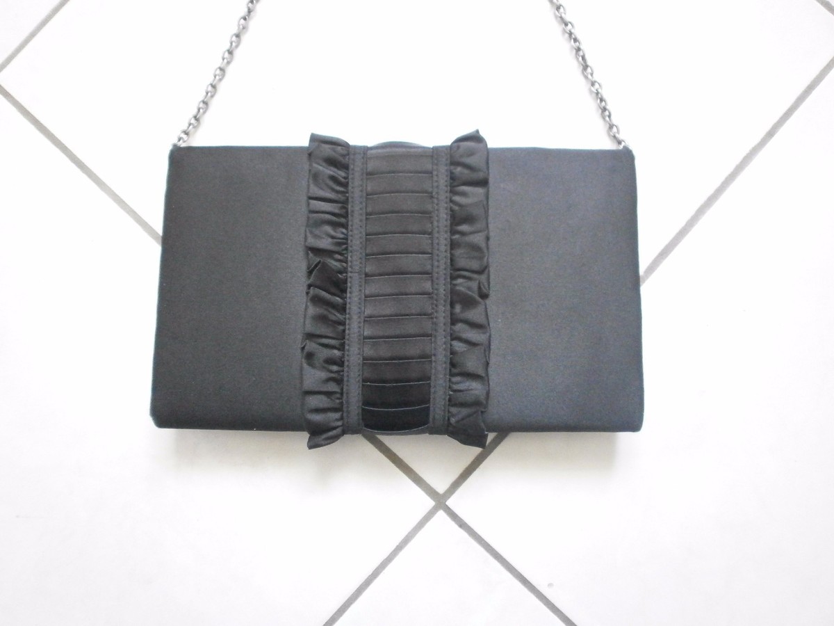 Pochette De Soirée BCBG Max Azria - Cuir Noir Et Maille, Porte-monnaie, Neuf Avec étiquettes