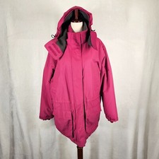 Lands End Jacket Girls Sz L 14-16 Pink Hooded Fleece Lined Insulated Camping Ski