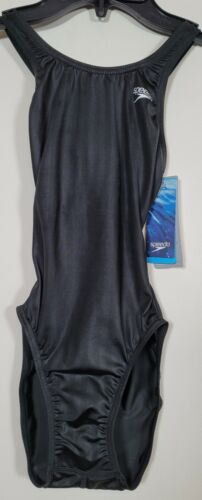 Speedo Endurance + Youth Size 28 One Piece Swimsuit / Bathing Suit New Black - Picture 1 of 12