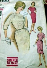 LOVELY VTG 1960s DRESS Sewing Pattern 12/32