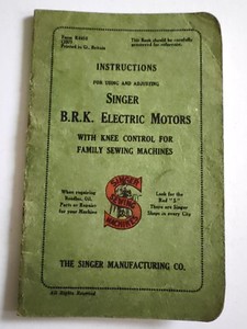 Anleitungsheft für Singer BRK Elektromotor Nähmaschine