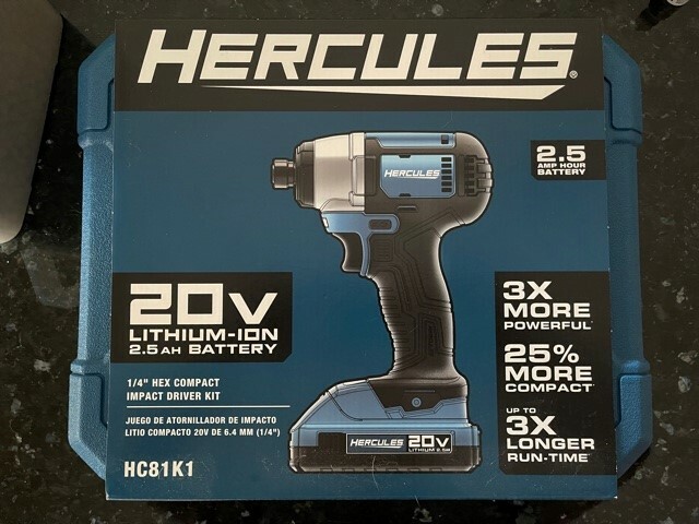Hercules 20v Lithium Cordless 1/4 In. HC81K1 Hex Compact Impact Driver