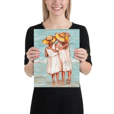 Fine Art Print Two Beach Girls Painting Two Sisters Artwork Kids Wall Art 
