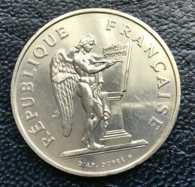 MONNAIE DE 100F DROITS DE L'HOMME 1989 EN ARGENT MASSIF 900% - Photo 1/2