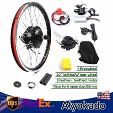 20" 250W E-Bike Rear Wheel Motor Hub Conversion Kit 36V Electric Bicycle Cycling