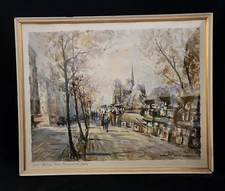Vintage 553 = Paris : Notre Dame et Les Quais by Lucien Delarue Lithograph