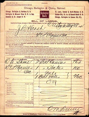 Chicago Burlington & Quincy Railroad - 1894 Creston IA - Letter Head Bill