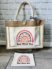 New- Nurse Gifts for Women- 2 Pieces- Burlap Shoulder Handbag  Makeup Bag