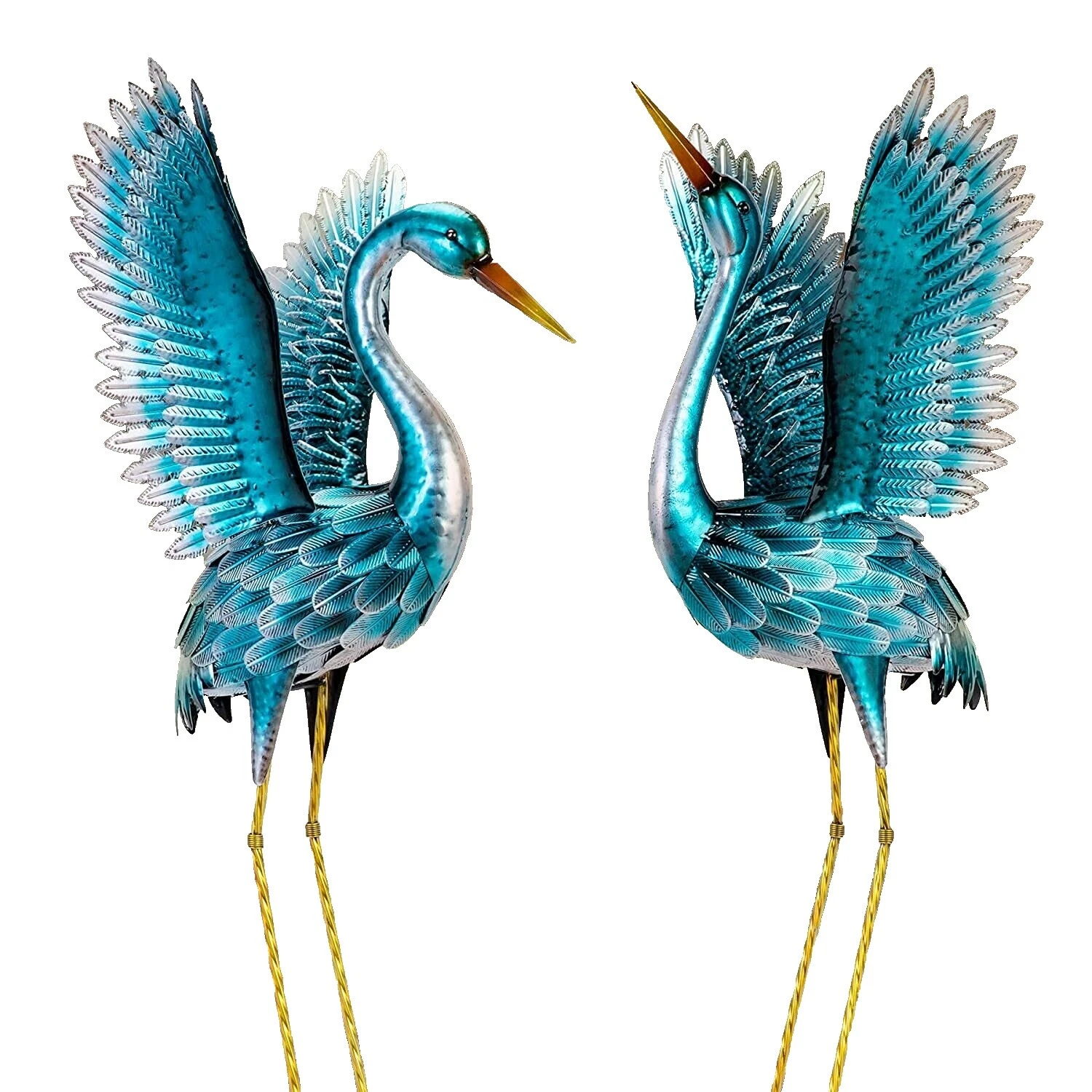 Metal aves estatuas y adornos Césped