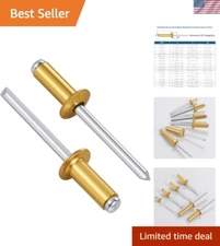 Easy Install 300 Pcs 1/8"x1/2" Golden Aluminum Blind Rivets - 24-