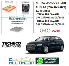 KIT TAGLIANDO 3 FILTRI TECNECO PER AUDI A3 8VA 1.2 TFSI 77KW 105 CV 81KW 110 CV