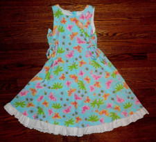 Girl's Turquoise w/Butterflies  Flowers Dress Size 5