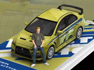 MITSUBISHI Lancer Evo X - Tribute F&F + Figure  - green - Time Micro 1:64