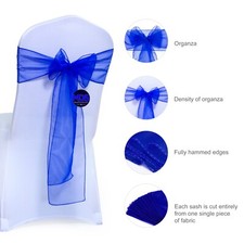 100 Royal Blue Organza Chair Sashes Chair Cover Wider Bows wedding party d cor