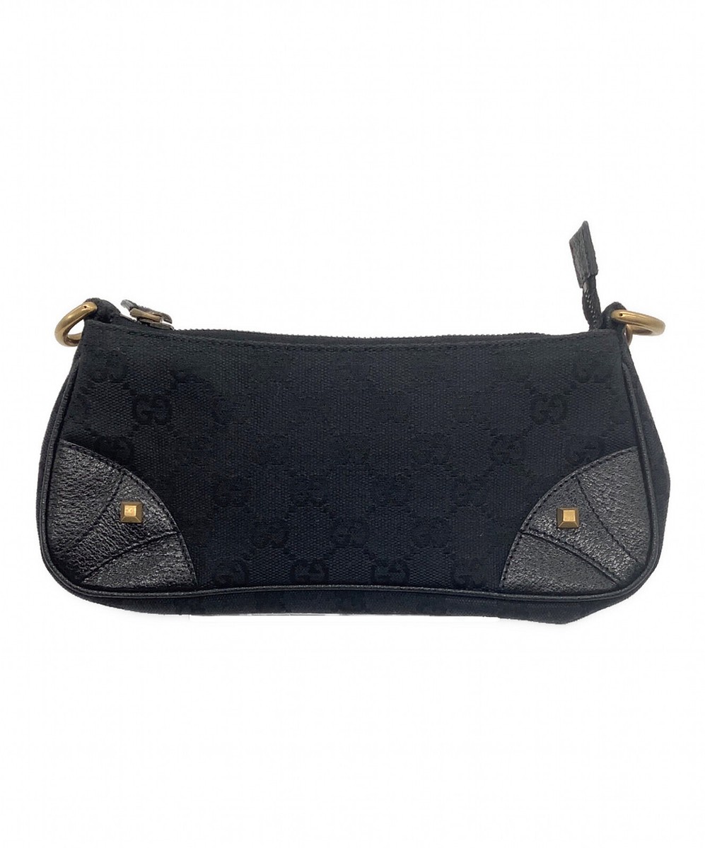 GUCCI Studded Chain Pochette Bag Accessory Pouch Black GG