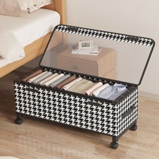 Underbed Storage Box on Wheels Lid Bed Portable Dustproof Organizer with Wheels