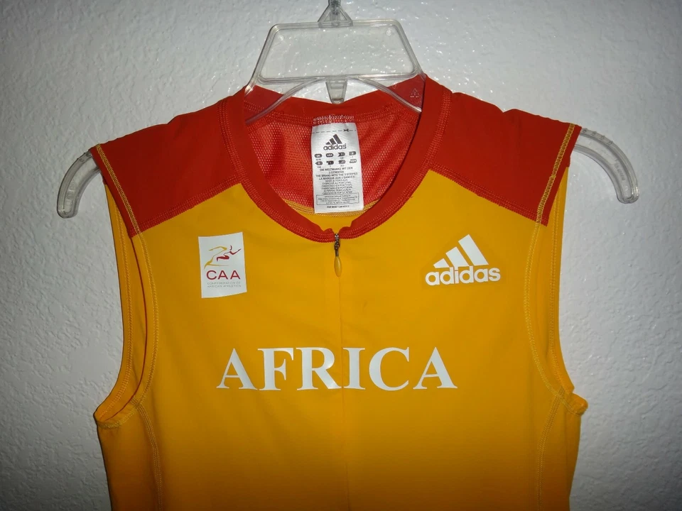 NEW MENS 42/44 ADIDAS AUTHENTIC AFRICA CAA TRACK RUNNING SPEEDSUIT SINGLET PRO - Image 3 of 4